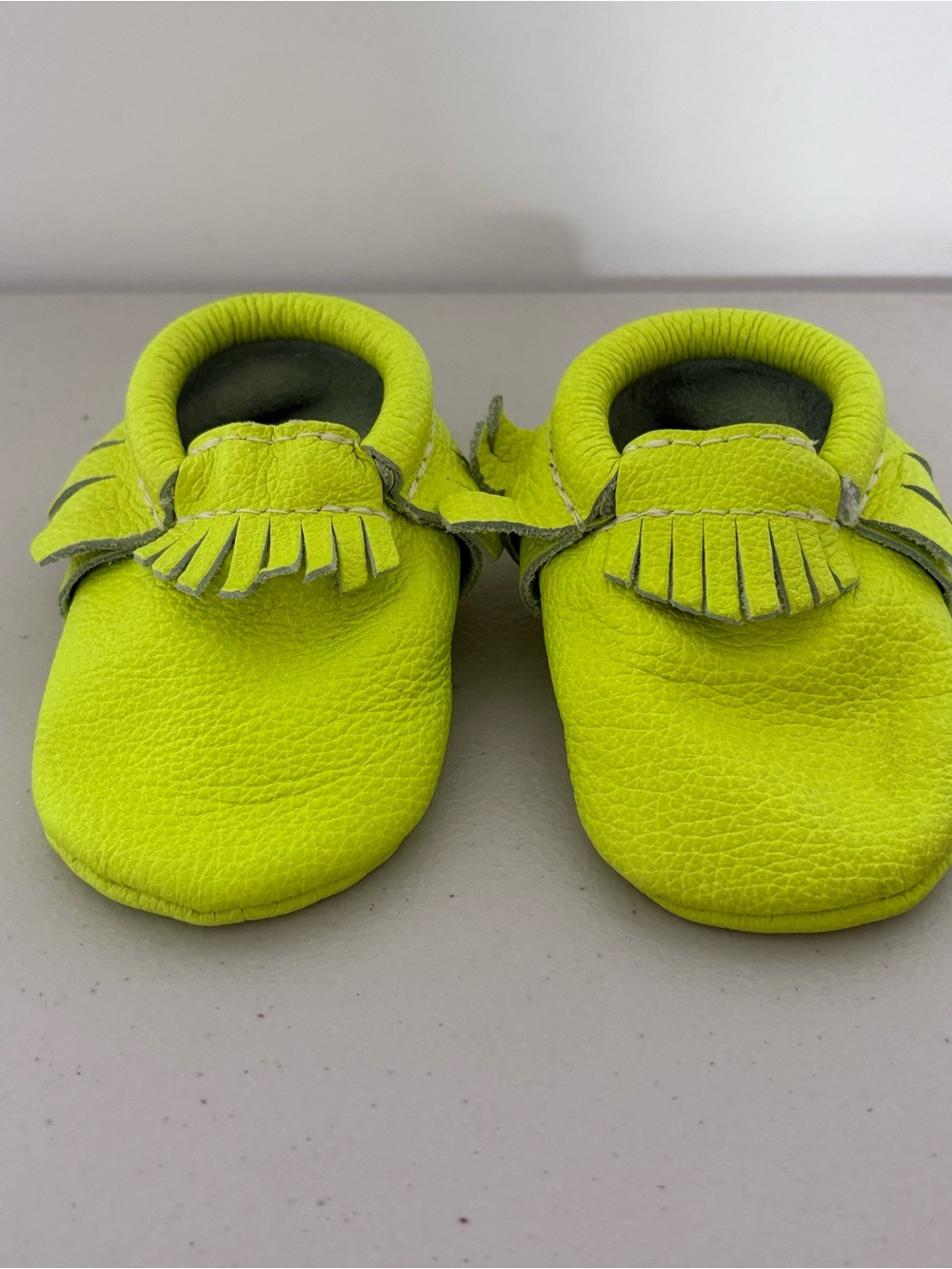 Freshly Picked Neon Yellow Fringe Moccasins - Kids Shoes